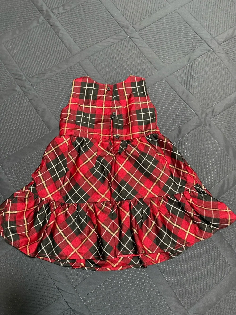 The Children's Place Red and Black Plaid Holiday Dress with Bow